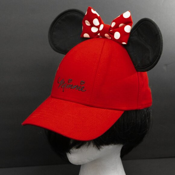 Disney Mouse Ear Hat Minnie Red Bow Polka Dot Snap Back Official Licensed Cap - Picture 7 of 9